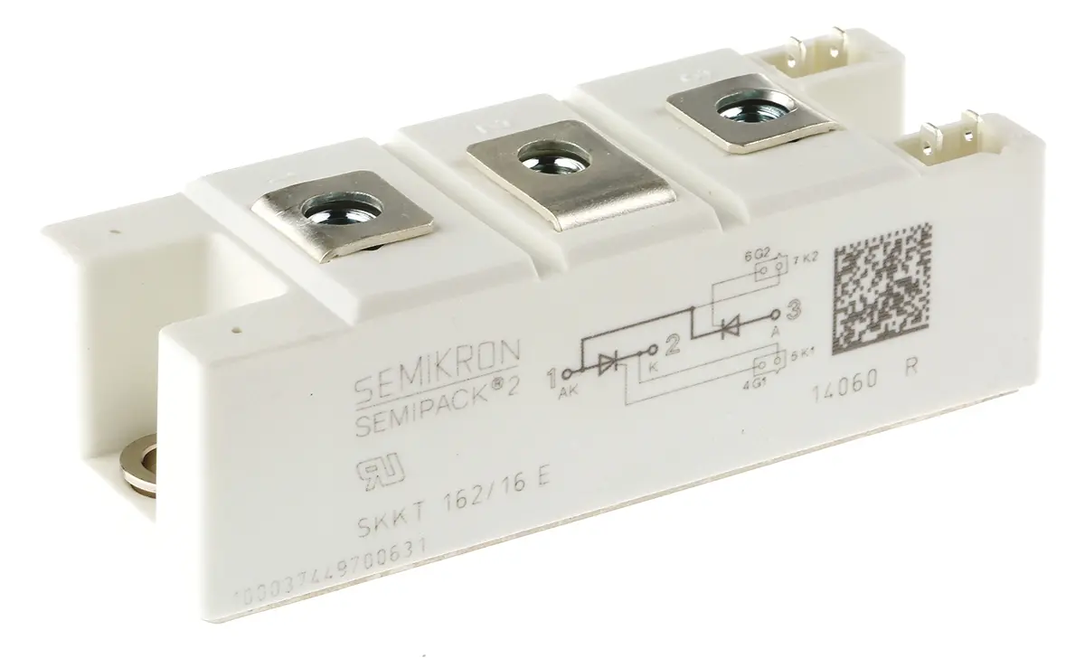 Produktfoto 1 von Semikron Danfoss SCR Zweifachthyristormodul 156 A SEMIPACK2 1600 V, Gate-Trigger 150 mA 5.4 kA 1.6 V
