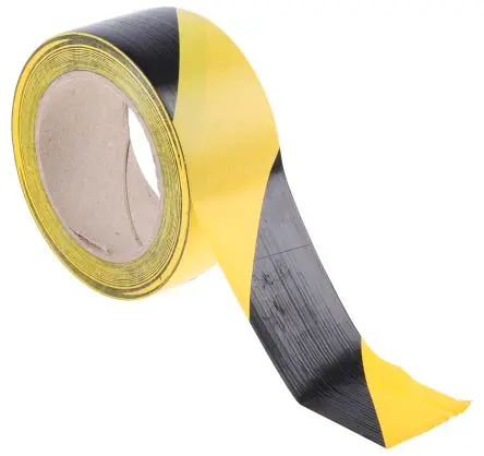 Produktfoto 1 von RS PRO PVC Markierungsband Gelb, Schwarz Typ Markierungsband, Stärke 0.14 mm, 50mm x 33 m