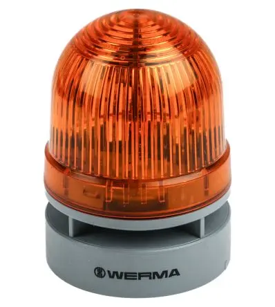 Produktfoto 1 von Werma EvoSIGNAL Mini LED, Dauerbetrieb, Blinkend-Licht Beacon-Sounder-Kombination 230V ac Gelb IP66 Wand / 95 dB 95 dB @