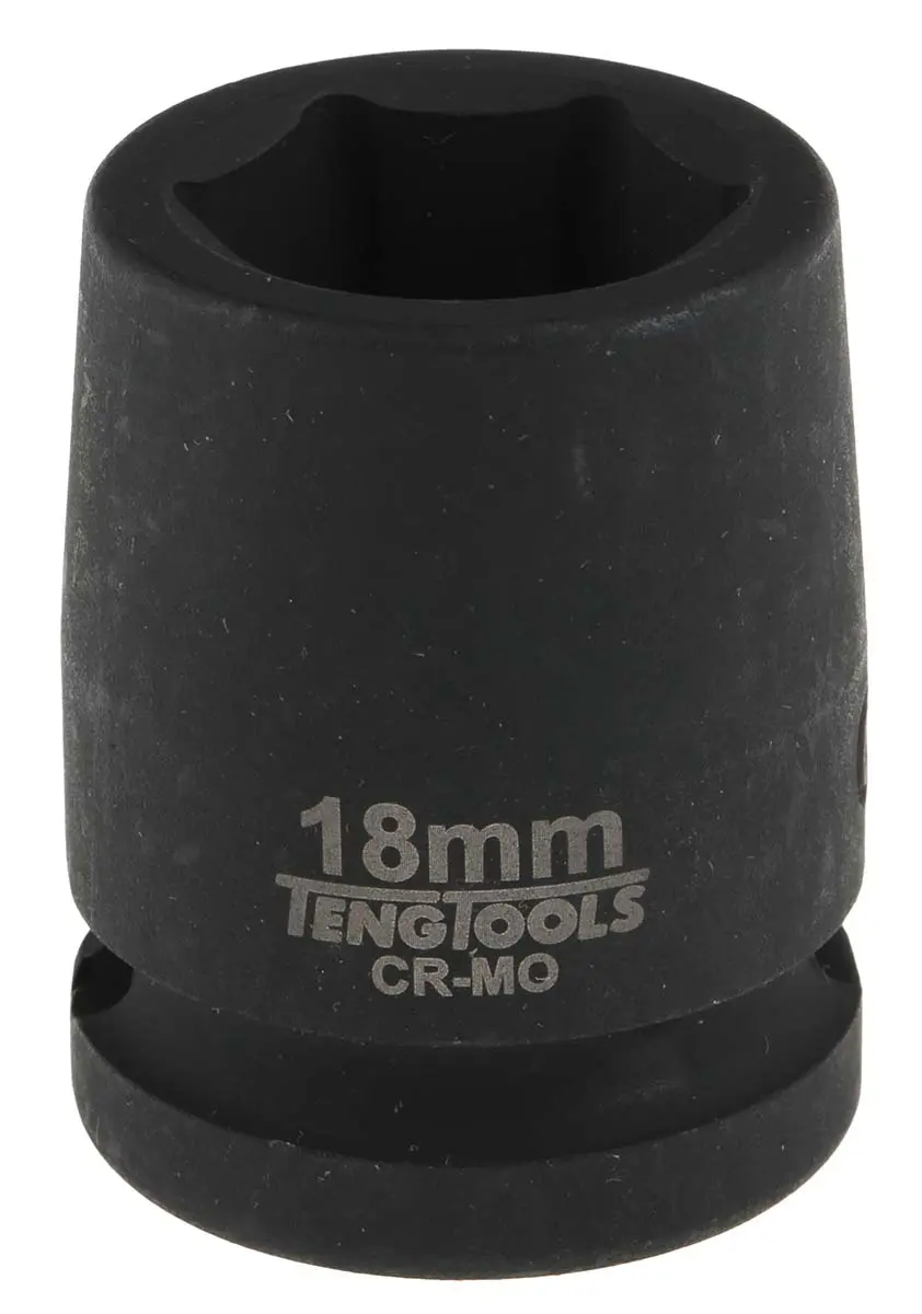 Produktfoto 1 von Teng Tools 12.7 mm, 18 mm 6-Kant Schlag-Steckschlüssel lang Chrom-Molybdän, 30 mm