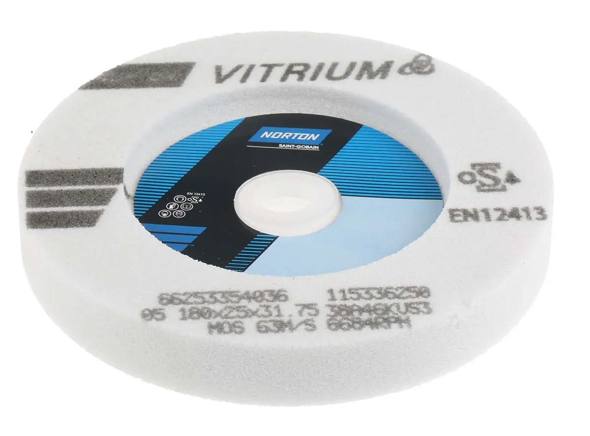 Produktfoto 1 von Norton Straight wheel Schleifscheibe, Korngröße P46 Aluminiumbeschichtet, 180 mm x 31.75 mm, 3760 rpm