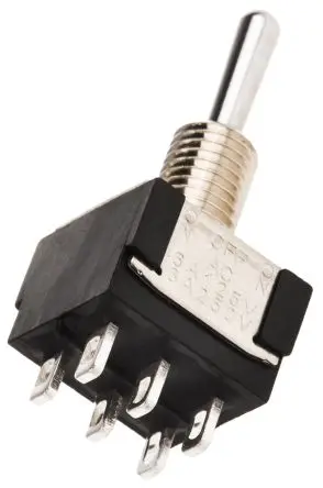 Produktfoto 1 von KNITTER-SWITCH Panel Kippschalter 2-poliger Wechsler, Ein-Aus-Ein, 30 V dc, 250 V ac, 4A, Lot