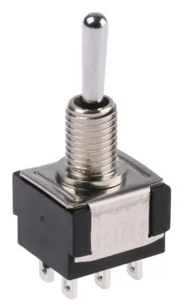 Produktfoto 1 von KNITTER-SWITCH Panel Kippschalter 2-poliger Wechsler, Ein-Aus-Ein, 30 V dc, 250 V ac, 4A, Lot