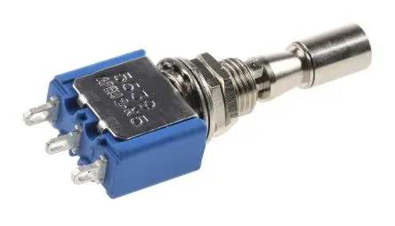 Produktfoto 1 von APEM Panel Kippschalter 1-poliger Umschalter, Ein-Aus-Ein, 30 V dc, 250 V ac, 4A, Lot