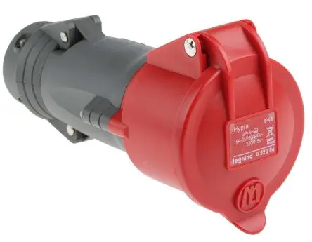 Produktfoto 1 von Legrand Industrieller Stromversorgungssteckverbinder-Adapter Rot, 400V / 16A, Panel IP44