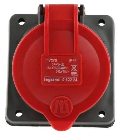 Produktfoto 1 von Legrand Buchse Rot, 500V / 16A, Panel IP44