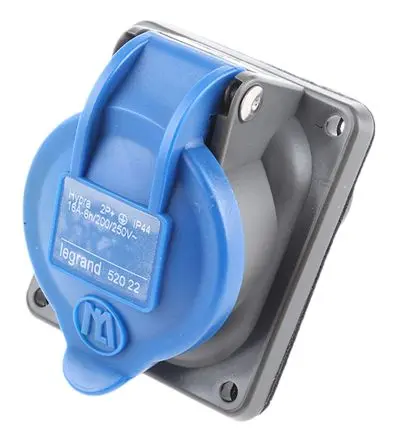 Produktfoto 1 von Legrand 0 522 23 Kraftstromsteckdose Blau, 230V 2P+PE / 16A, Panel IP44