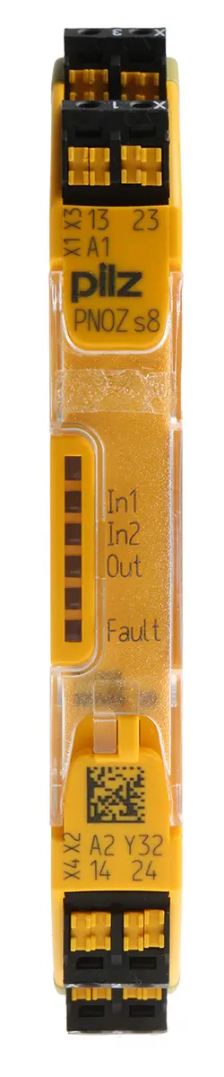 Produktfoto 1 von Pilz PNOZ s8 C Sicherheitsrelais, 24V dc, 2-Kanal, 2 Sicherheitskontakte Erweiterungsmodul, 3 ISO 13849-1, Automatisch