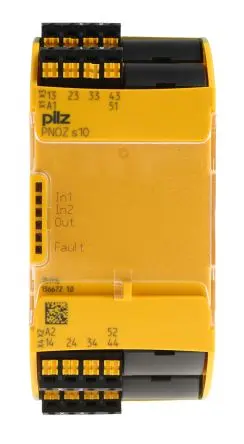 Produktfoto 1 von Pilz PNOZ s10 C Sicherheitsrelais 24V dc, 4 Sicherheitskontakte, 1 Hilfsschalter, Automatisch RoHS SIL IEC 61508