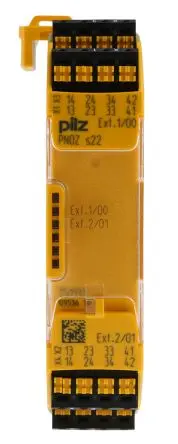 Produktfoto 1 von Pilz PNOZ s22 C Sicherheitsrelais 24V dc, 3 Sicherheitskontakte, 2 Hilfsschalter, Automatisch RoHS SIL IEC 61508