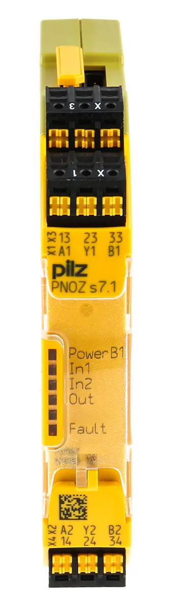 Produktfoto 1 von Pilz PNOZ s7.1 C Sicherheitsrelais, 24V dc, 2-Kanal, 3 Sicherheitskontakte Erweiterungsmodul, 4 ISO 13849-1, Automatisch