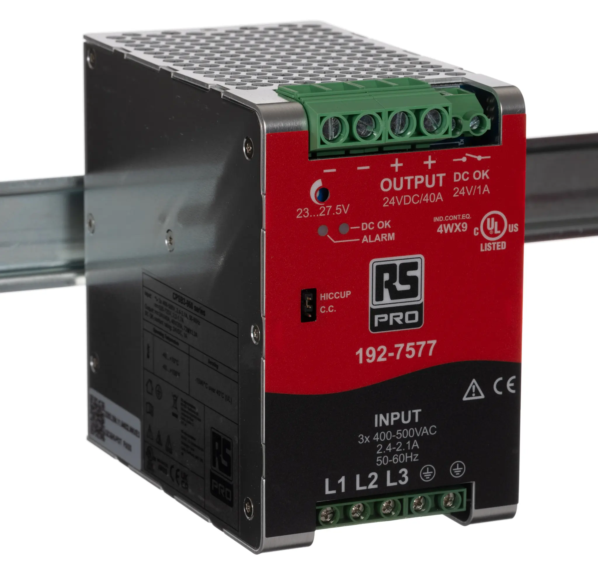 Produktfoto 1 von RS PRO DIN-Schienen Netzteil Getaktet 23 → 28V dc / 40A 960W 340 → 550 V ac / 520 → 725V dc