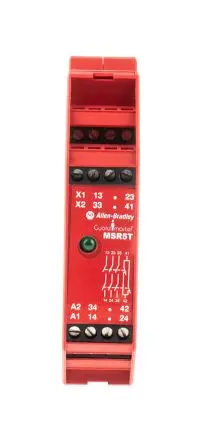 Produktfoto 1 von Allen Bradley 440R/MSR5T Sicherheitsrelais 24V ac/dc, 3 Sicherheitskontakte, 1 Hilfsschalter BG, EN 1088, VDE 0110, EN
