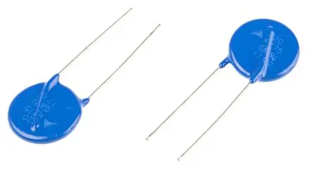 Produktfoto 1 von TDK B72220 Varistor, 630 pF, 430 V / 100 A 2970 V, 8000 A max., Ø 21.5 mm, 5.4 mm, L. 50.5 mm