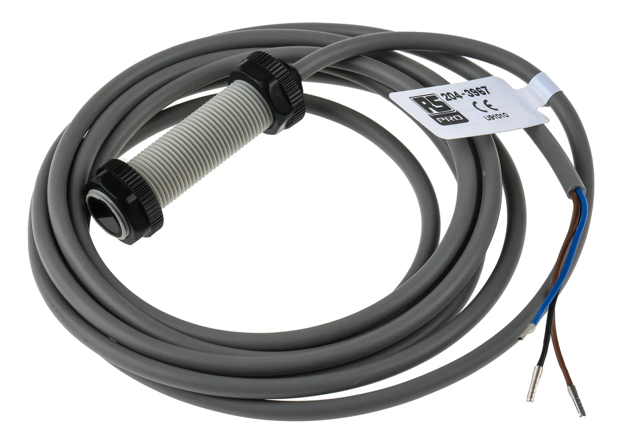 Produktfoto 1 von RS PRO zylindrisch Optischer Sensor, Diffuse Reflexion, Bereich 0,15 m, PNP, Schließer Ausgang, Anschlusskabel,