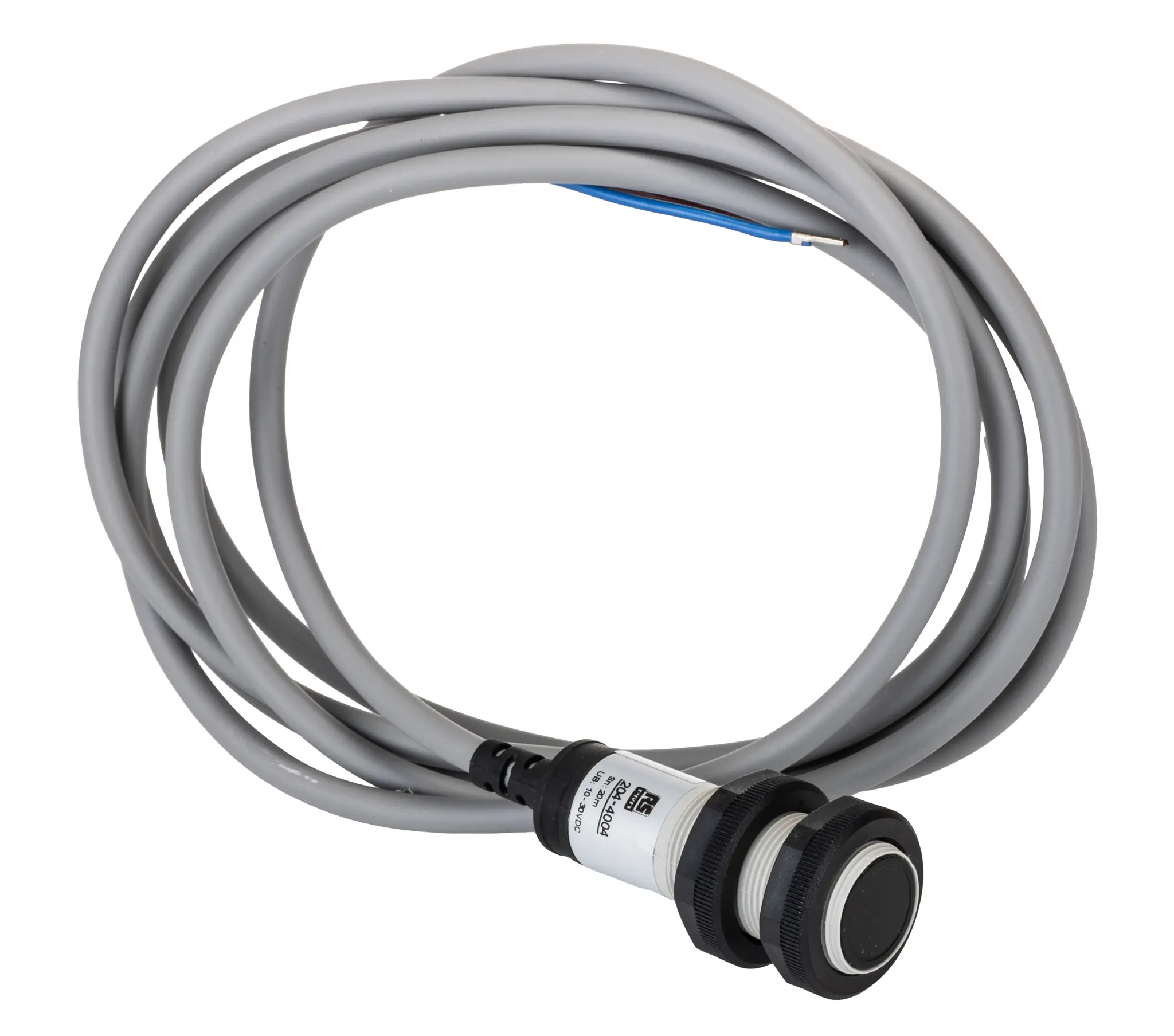 Produktfoto 1 von RS PRO zylindrisch Optischer Sensor, Durchgangsstrahl, Bereich 20 m, NPN Schließer/Öffner Ausgang, Anschlusskabel