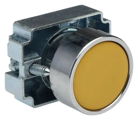 Produktfoto 1 von RS PRO RCAS Drucktastenkopf Ø 22 mm, Gelb Tastend Rund Rund Metall, IP65