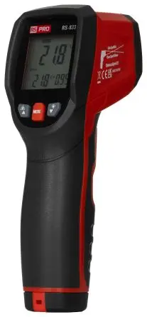 Produktfoto 1 von RS PRO RS-833 Infrarot Thermometer, -50 °C 12:1, bis 650 °C, ±1°C, F, °C, Fahrenheit