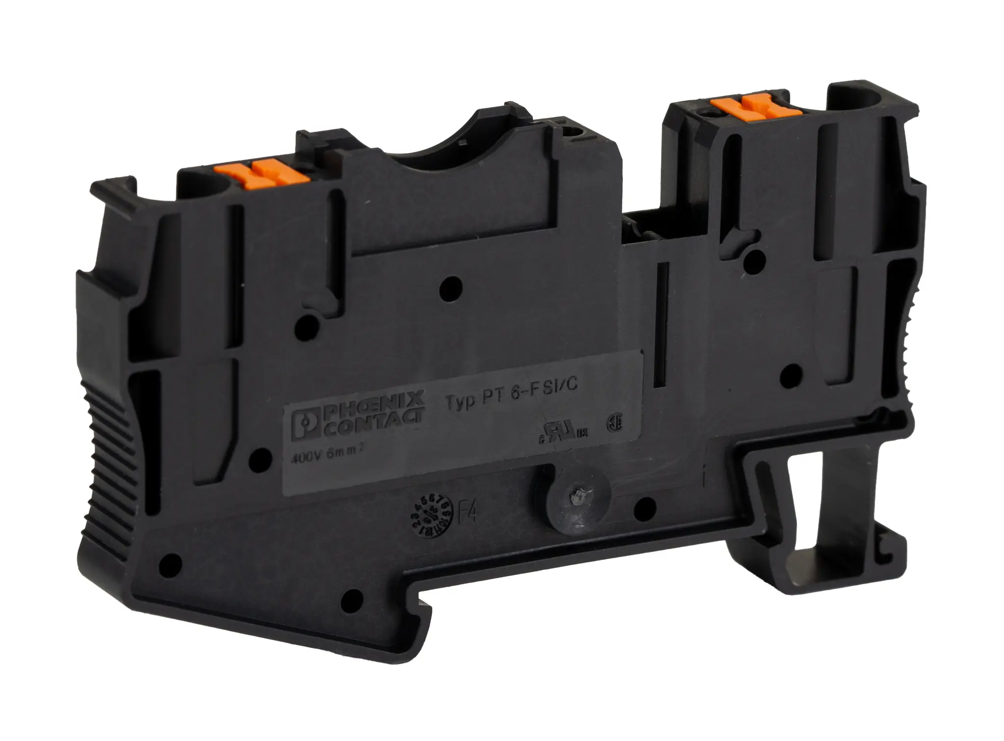 Produktfoto 1 von Phoenix Contact PT 6 Modularer Sicherungs-Anschlussklemmenblock 1 Schwarz, 0.5 to 10 mm², 400 V Einsteck-Anschluss