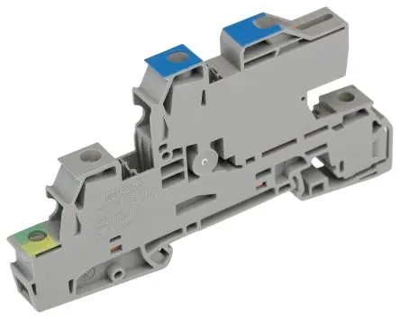 Produktfoto 1 von Phoenix Contact Schutzleiterklemme, DIN-Hutschiene, 4-polig, 24AWG, 0.2mm², 10 mm² Schraubbefestigung, Grau Polyamid