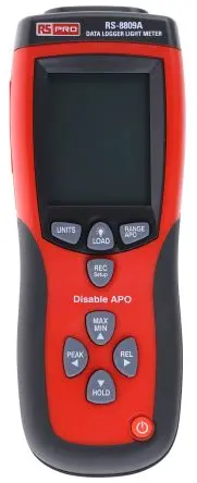 Produktfoto 1 von RS PRO RS-8809A Luxmeter mit Fotodiode, bis 400000 lx, 0.1 lx, 4 %