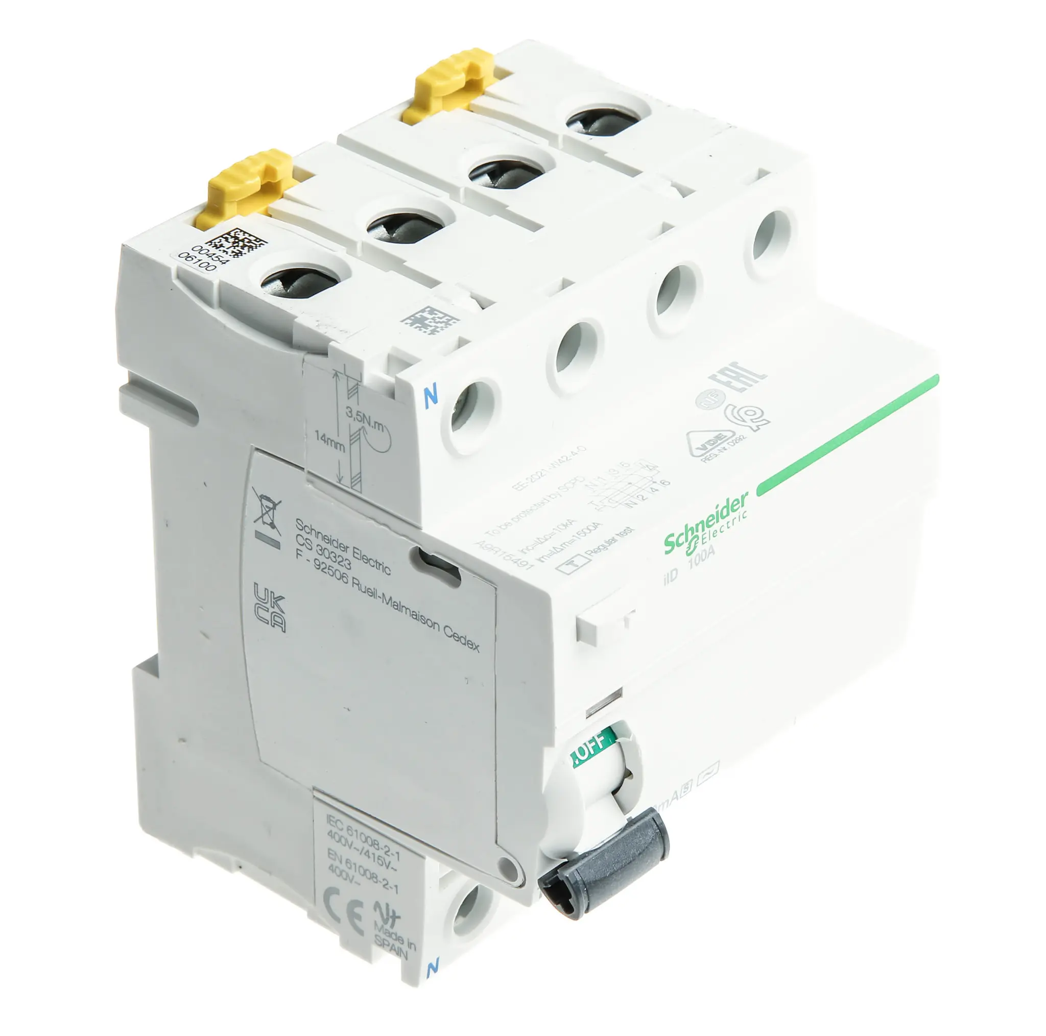 Produktfoto 1 von Schneider Electric A9 RCCB, 4-polig, 100A, 300mA Typ AC Acti9 415V ac