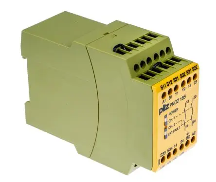 Produktfoto 1 von Pilz PNOZ 16S Sicherheitsrelais 110V ac/dc, 24 V ac/dc, 2 Sicherheitskontakte, 1 Hilfsschalter, Automatisch und manuell