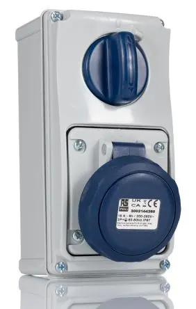 Produktfoto 1 von RS PRO RS PRO Leistungssteckverbinder Blau, 230V 2P+T / 16A, Wand IP67