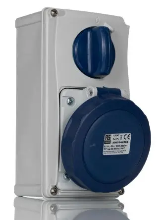 Produktfoto 1 von RS PRO RS PRO Leistungssteckverbinder Blau, 230V 2P+T / 32A, Wand IP67