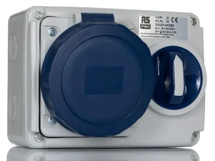 Produktfoto 1 von RS PRO RS PRO Leistungssteckverbinder Blau, 230V 2P+T / 32A, Wand IP67
