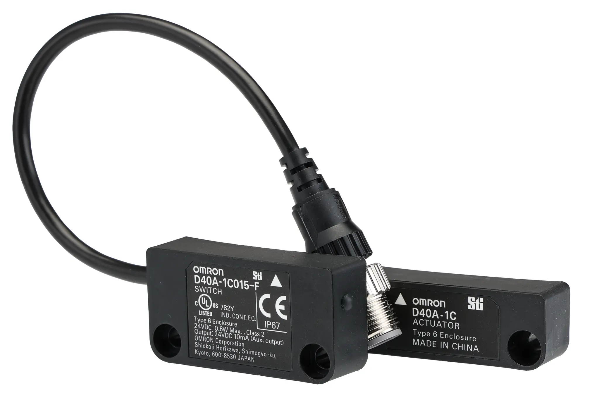 Produktfoto 1 von Omron D40A M12 Berührungsloser Sicherheitsschalter aus Polybutylenterephthalat (PBT) 24V dc, 1NO Betätiger
