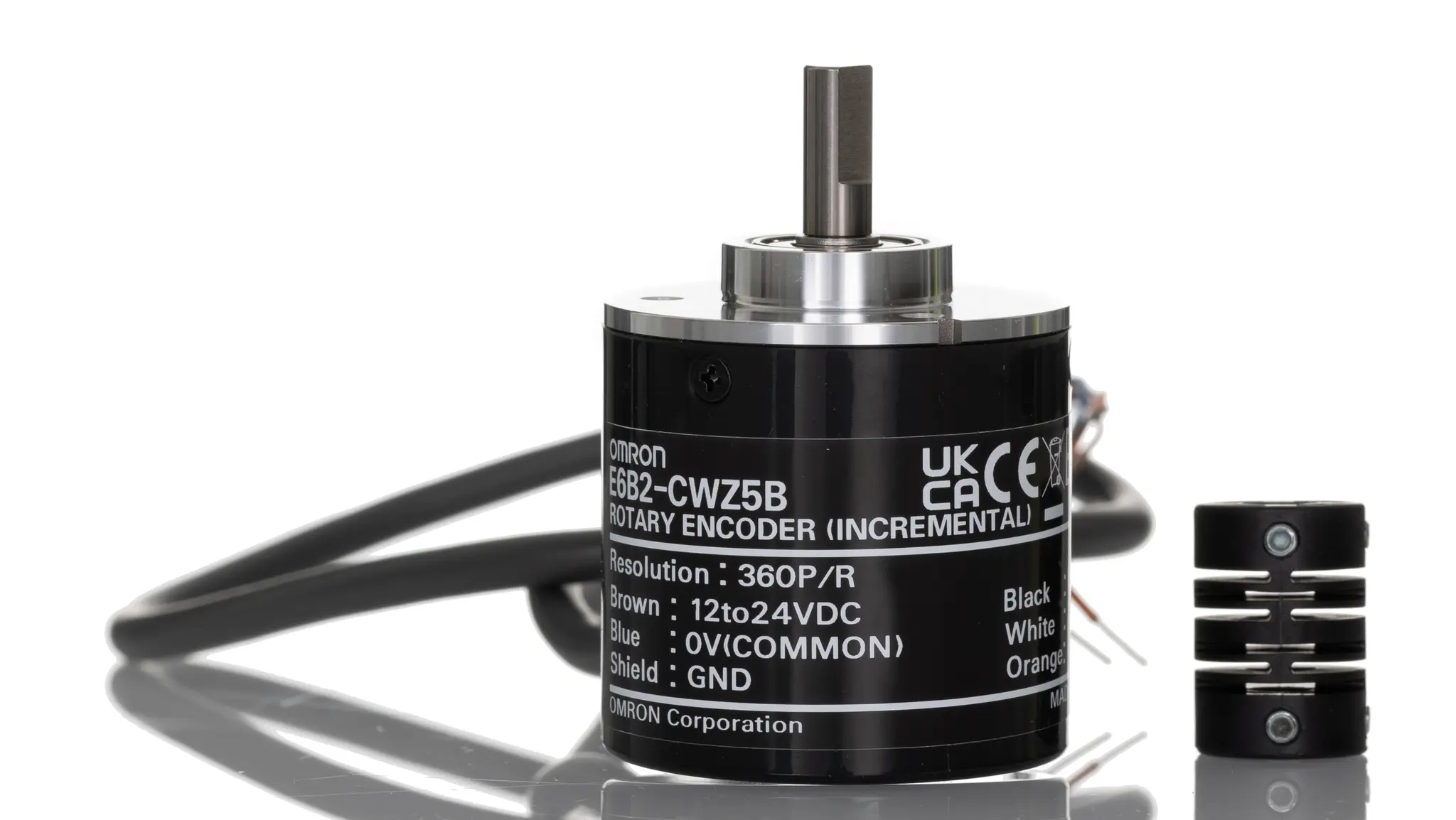 Produktfoto 1 von Omron E6B2 Inkremental Drehgeber Inkremental 360/U, 6000U/min, 24 V dc mit Ø 6mm Schaft