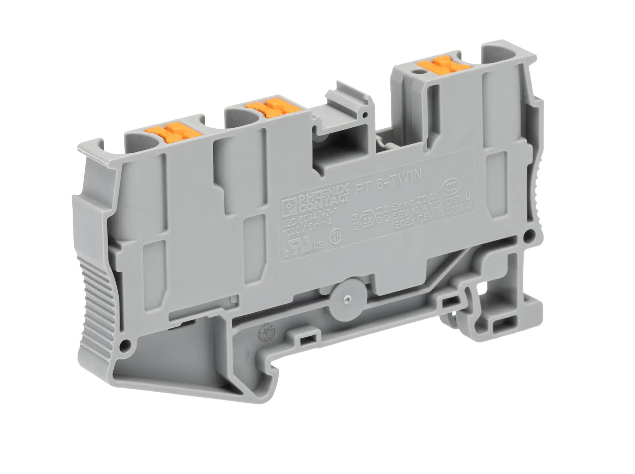Phoenix Contact PT 6 Bauteil-Anschlussklemmenblock 1 Grau, 10 mm², 1 kV Einsteck-Anschluss IECEx/ATEX