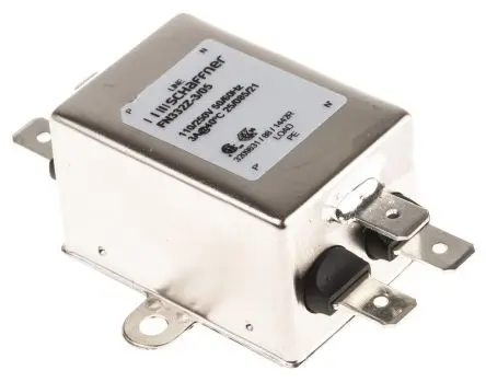 Schaffner FN332Z EMV-Filter, 250V ac, 3 A, Flanschmontage, Stecker, 1-phasig 0.34 mA / 400Hz 1 Zustände