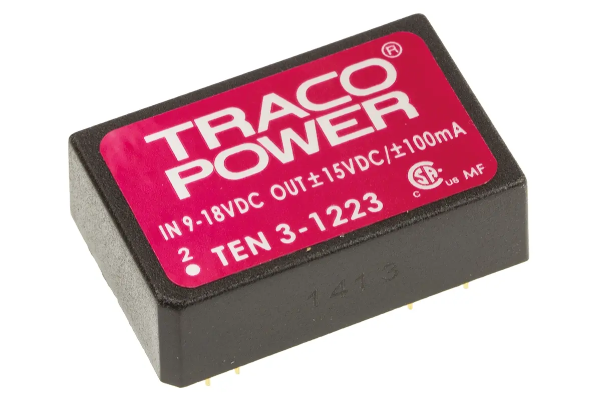 TRACOPOWER TEN 3 DC/DC-Wandler 3W 12 V dc IN, ±15V dc OUT / ±100mA Durchsteckmontage 1.5kV dc isoliert