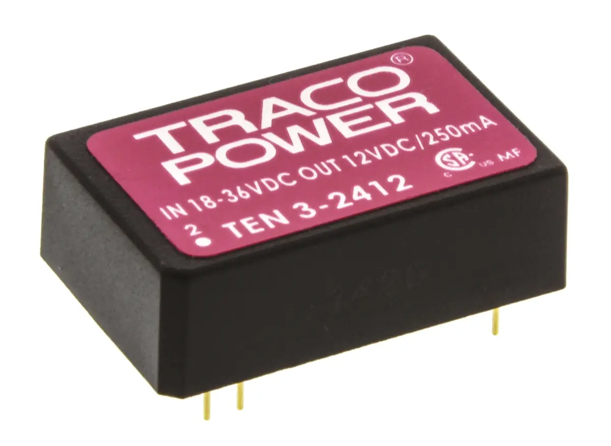 TRACOPOWER TEN 3 DC/DC-Wandler 3W 24 V dc IN, 12V dc OUT / 250mA Durchsteckmontage 1.5kV dc isoliert
