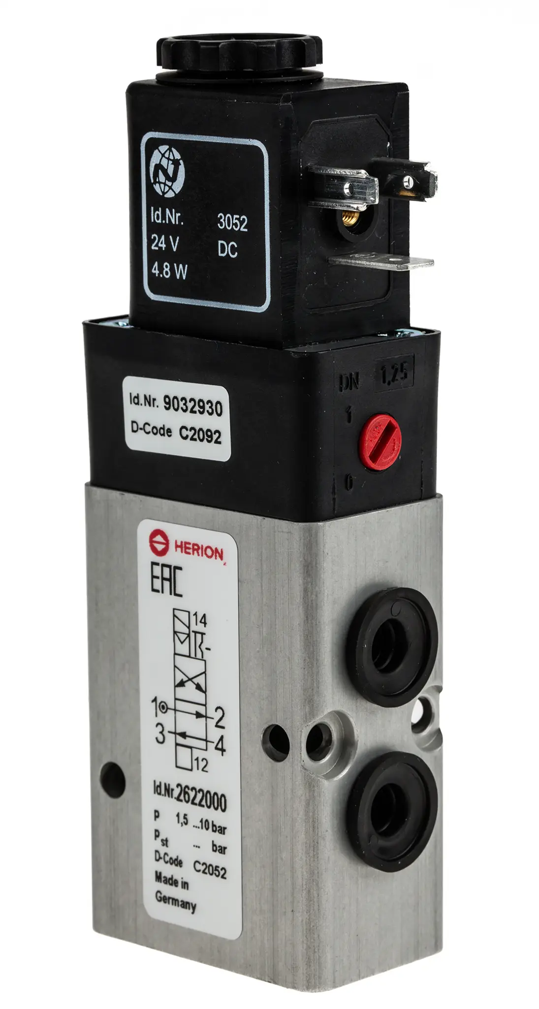 Produktfoto 1 von Norgren 26220 Pneumatik-Magnetventil Inline G1/8, Magnet/Feder-betätigt 24V dc