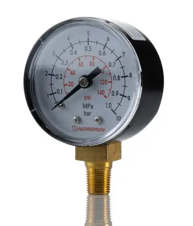 Produktfoto 1 von Norgren Manometer 0 bar → 10 bar 2.5 %FS ABS Gehäuse