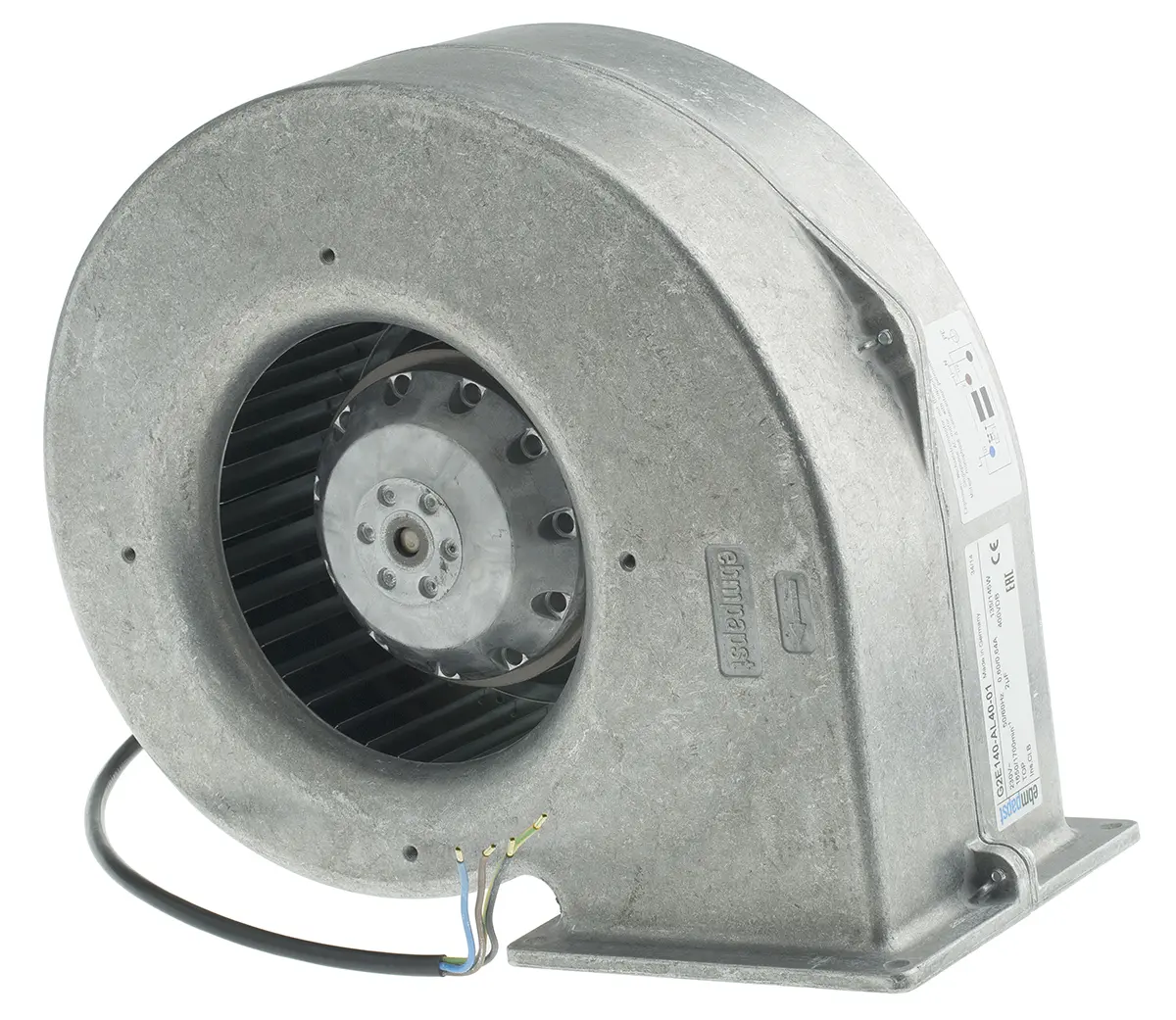 Produktfoto 1 von ebm-papst G2E140 Radialgebläse, radial, 230 V ac, AC, 385m³/h, 63dB, 247 x 226 x 130mm, 1650U/min, Kugellager