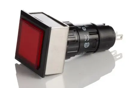 EAO Anzeigelampe 61 250V Rot, Ausschnitt-Ø 16 mm LED Frontplattenmontage Vierkant IP65 Schraube