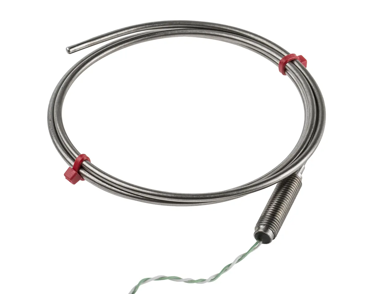 Produktfoto 1 von RS PRO Thermoelement Typ K / +1100°C, Fühler L 1m, Kabel L. 100mm, Inconel 600, ø 3mm