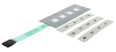 Produktfoto 1 von APEM Tastatur (4 x 1) 4-Tasten Membranbetätigung Gemeinsamer Anschlusspunkt IP65