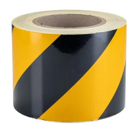 Produktfoto 1 von RS PRO Aluminiumfolie Reflektorband, Gelb, Schwarz, 100mm x 25 m