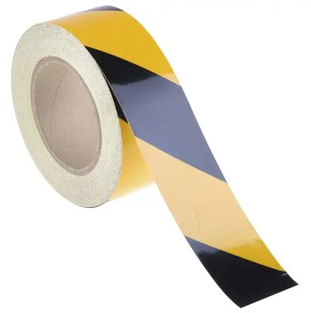 Produktfoto 1 von RS PRO Aluminiumfolie Reflektorband, Schwarz, Gelb, 50mm x 25 m