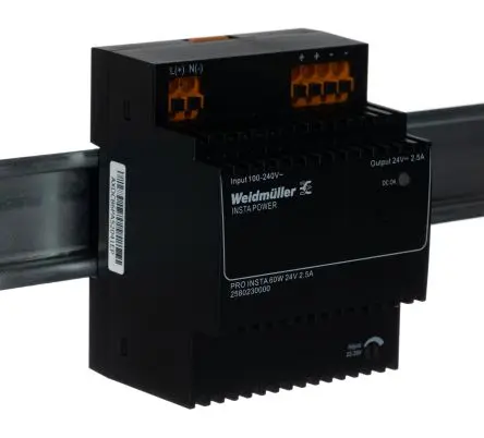 Produktfoto 1 von Weidmüller PRO INSTA DIN-Schienen Netzteil DIN-Hutschiene 370 V dc, 264V ac Wechselstrom/Gleichstrom / 2.5 A 24V dc DC