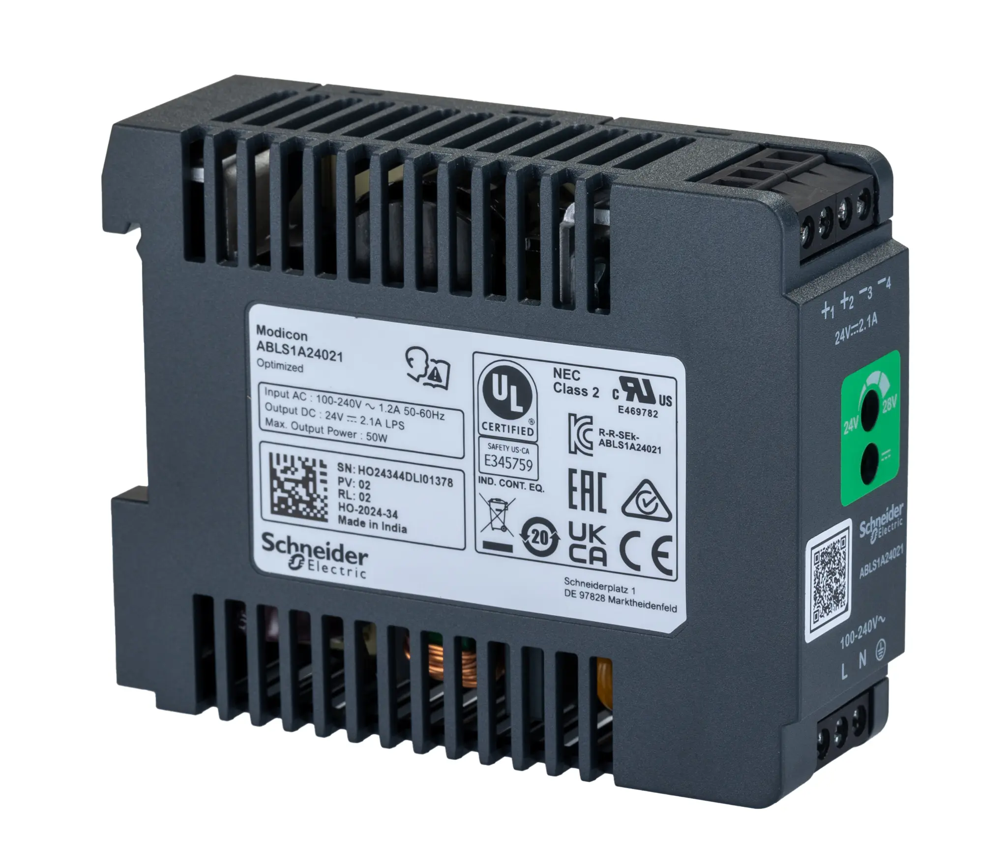 Produktfoto 1 von Schneider Electric ABLS1A DIN-Schienen Netzteil Getaktet 24V dc / 2.1A 50W 100 → 240V ac