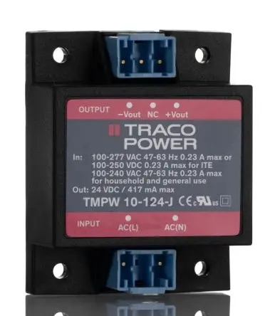 Produktfoto 1 von TRACOPOWER TMPW 10 J Schaltnetzteil 2 24V dc 10 W, Fahrgestell 305V ac