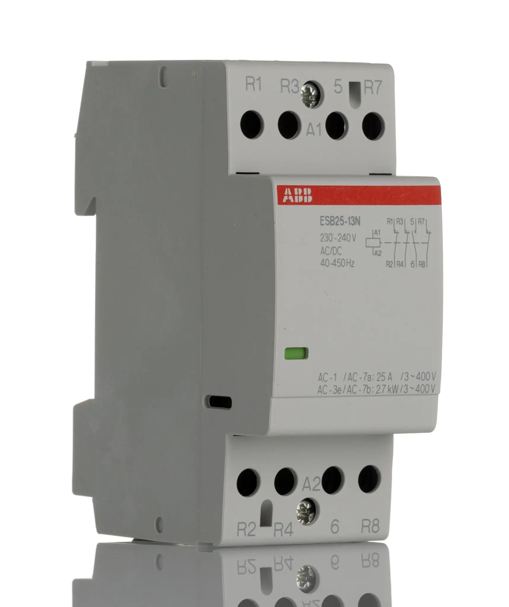 Produktfoto 1 von ABB ESB25 Schütz 230/240 V-Spule, 4-polig, 400V ac / 25 A 240 V 17.3 kW 1 Schließer, 3 Öffner Sicherheit