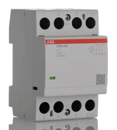 Produktfoto 1 von ABB ESB63 Schütz 24V-Spule, 2-polig, 400V / 63 A 24V 14.5 kW 4 Schließer Sicherheit