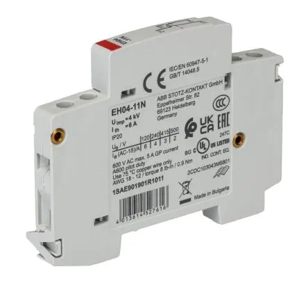 Produktfoto 1 von ABB EH04-11N Hilfskontakt 1-polig Seitlich, 1 Schließer/1 Öffner 6 A, 500V ac